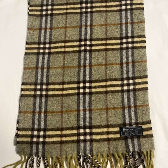 Burberry Checkered Wool Scarf - Olive and Tan